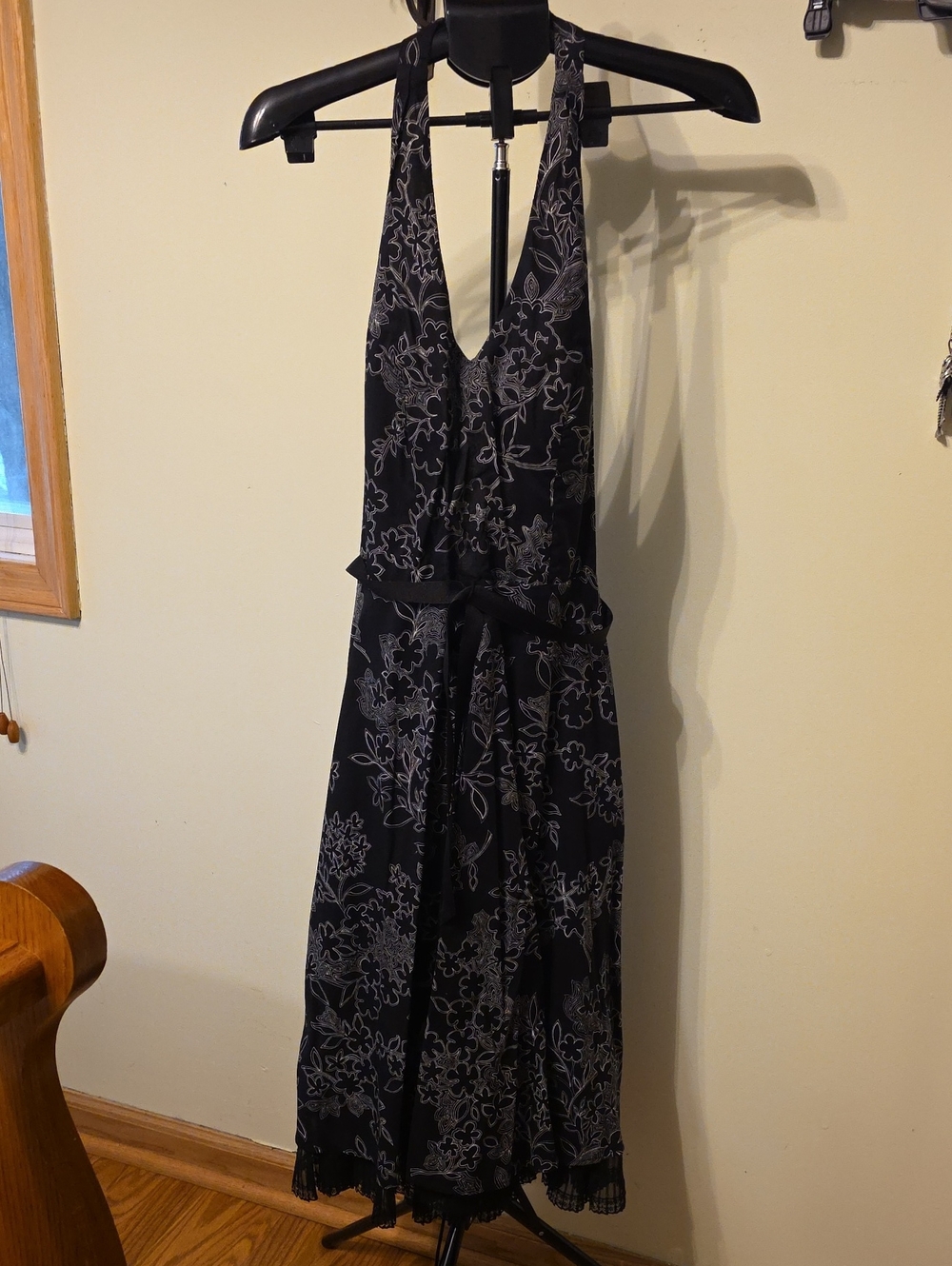 AGB Black Halter Floral Halter Dress